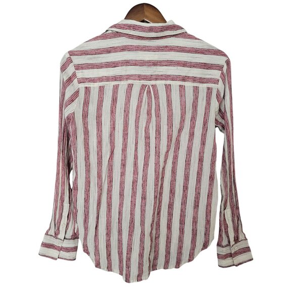 Treasure & Bond Boyfriend Fit Striped Button Down Shirt Womens Size XS Casual - Picture 2 of 7